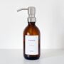 Amber Bottle With White Personalised Label And Silver Pump, thumbnail 5 of 9
