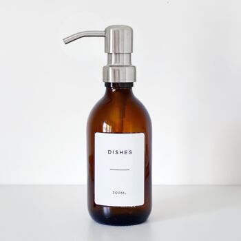Amber Bottle With White Personalised Label And Silver Pump, 5 of 9