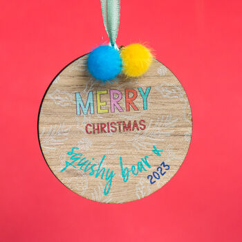 Personalised Pompom Christmas Tree Decoration, 2 of 4