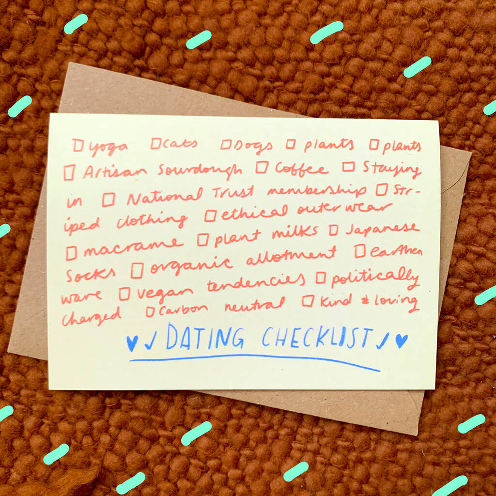 Dating Checklist Card By Nicola Rowlands