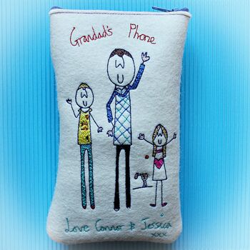 Personalised, Embroidered Grandad's Phone Case, 4 of 6