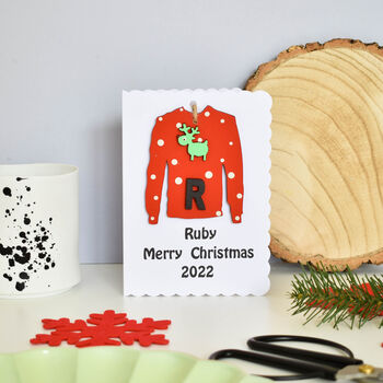 Personalised Christmas Jumper Decoration And Card, 3 of 4