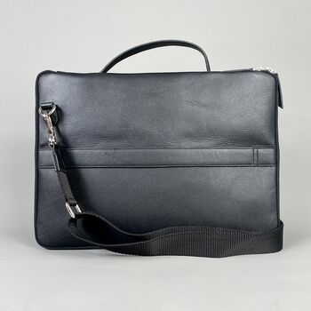 Black Leather Laptop Sleeve Bag, 4 of 8