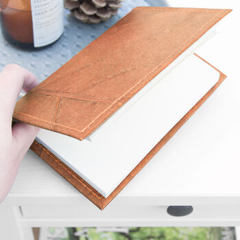 Vegan Teak Leaf Leather A5 Refillable Notebook, 2 of 12