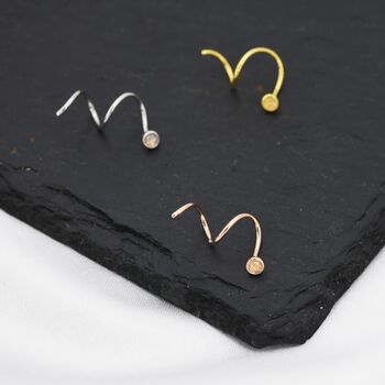 Double Spiral Opal Earring In Sterling Silver, 5 of 11
