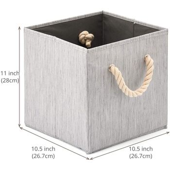Set Of Four Foldable Grey Cotton Storage Baskets, 4 of 4