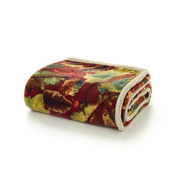 Winter Leaves Rust Sherpa Reverse Throw 130 X 170cm, 3 of 3