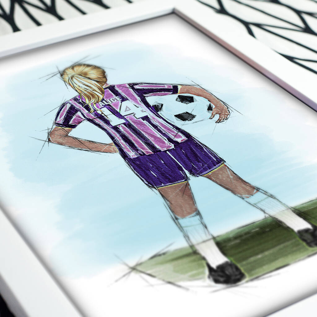 New Personalised Girls Football Sketch, 1 of 10
