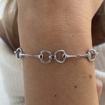 Petite Size Sterling Silver Snaffle Bit Bracelet, 5 of 12