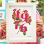 Personalised Birth Flower Date Print, thumbnail 1 of 7