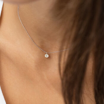 Fine Solid White Gold Sapphire Circle Necklace, 2 of 8