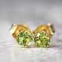 Green Peridot Ear Studs In Silver Or Gold, thumbnail 4 of 10