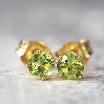 Green Peridot Ear Studs In Silver Or Gold, 4 of 10
