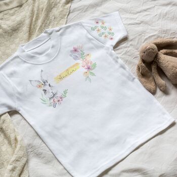 Woodland Bunny Rabbit T Shirt, Personalised With Name, 4 of 4