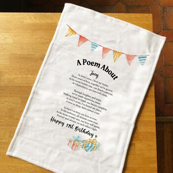 Personalised Poem Tea Towel 21st Birthday Gift, 2 of 9