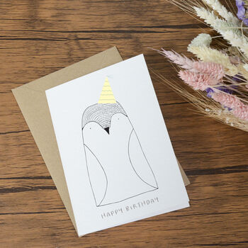 Illustrated Penguin Birthday Card, 3 of 6