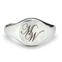Script Initials Round Silver Signet Ring, thumbnail 6 of 9