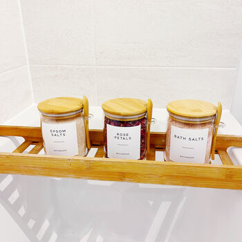 Glass Storage Jar With Personalised Label And Bamboo Spoon, 3 of 9