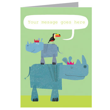 Personalised Rhinos New Baby Card, 2 of 3