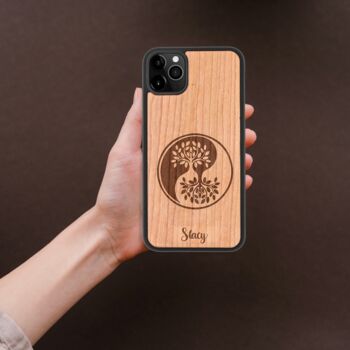 Ying Yang Tree Wooden Case iPhone Samsung Google, 4 of 6