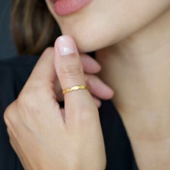 Gold Plated Ring With Wave Design, Three Sizes, 3 of 6