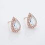 Blue Topaz 18k Rose Gold Plated Pear Drop Earrings, thumbnail 2 of 4