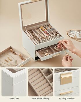 Multi Layer Jewellery Organiser Box Case With Drawers, 4 of 8