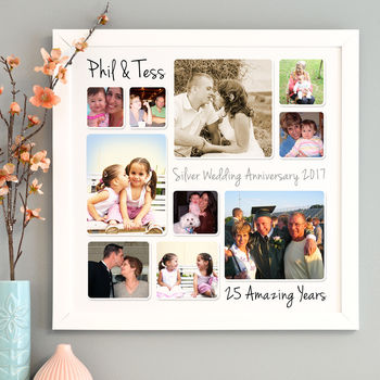 Personalised Silver Wedding Anniversary Photo Collage, 5 of 8