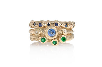 Gold Engagement Ring, Blue Sapphire And Diamonds, 2 of 2