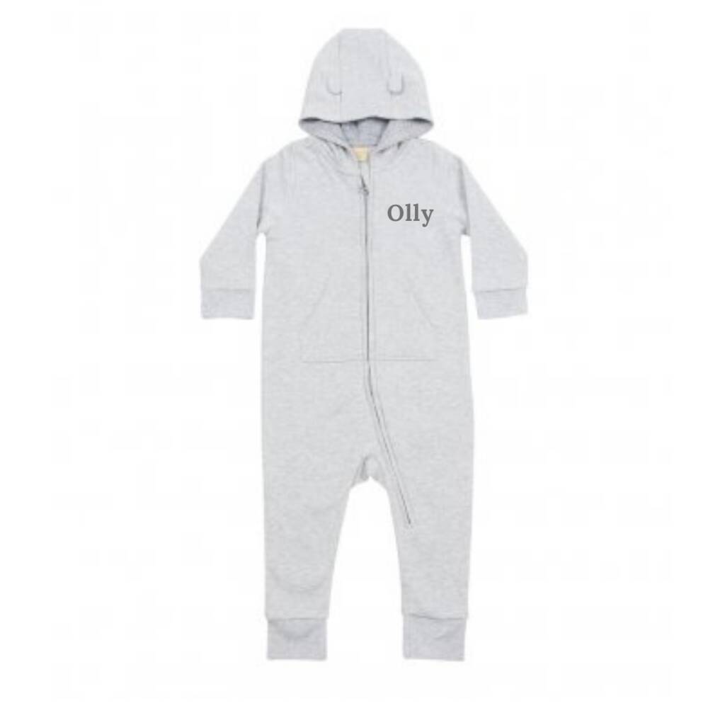 Personalised Baby Toddler Hooded Cotton Onesie Ears By Mimi & Thomas ...