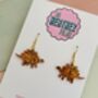 Orange Stegosaurus Dinosaur Glitter Resin Earrings / Jurassic Inspired Jewellery / Novelty Statement Accessories / Gift For Her, thumbnail 2 of 5