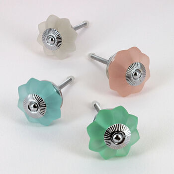 G Decor Fiero Flower Frosted Melon Glass Pull Knobs, 6 of 6
