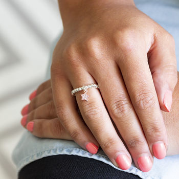 Beaded Stretch Star Charm Ring, 2 of 7