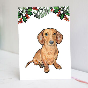 Red Dachshund Christmas Card, 3 of 7