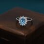 Genuine Swiss Blue Topaz Cz Halo Ring Sterling Silver, thumbnail 1 of 12