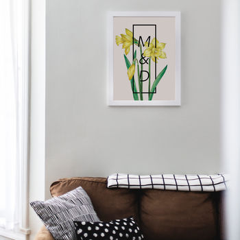 Personalised Daffodil Botanical Flower Print, 3 of 7