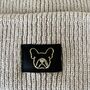 Deep Cuff Stone Beanie With Embroidered French Bulldog, thumbnail 2 of 3