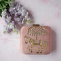 Dusky Pink Silk Horse Embellished Clutch, thumbnail 1 of 2