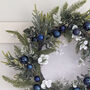 Navy Bauble Pine Wreath, thumbnail 2 of 2