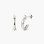 Women's Small Huggie Hoop Stud Earrings With Sparkling Stone In 18k White Gold, thumbnail 2 of 4