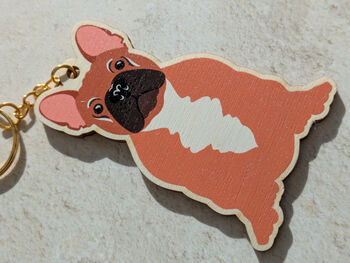 French Bulldog Wooden Keyring With Optional Christmas Card, 5 of 9