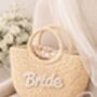 Large Bride Wicker Handle Basket Drawstring Bag, thumbnail 3 of 4