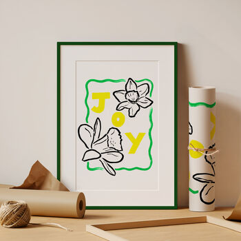 'Joy' Floral Daffodil Hand Painted Print, 4 of 4