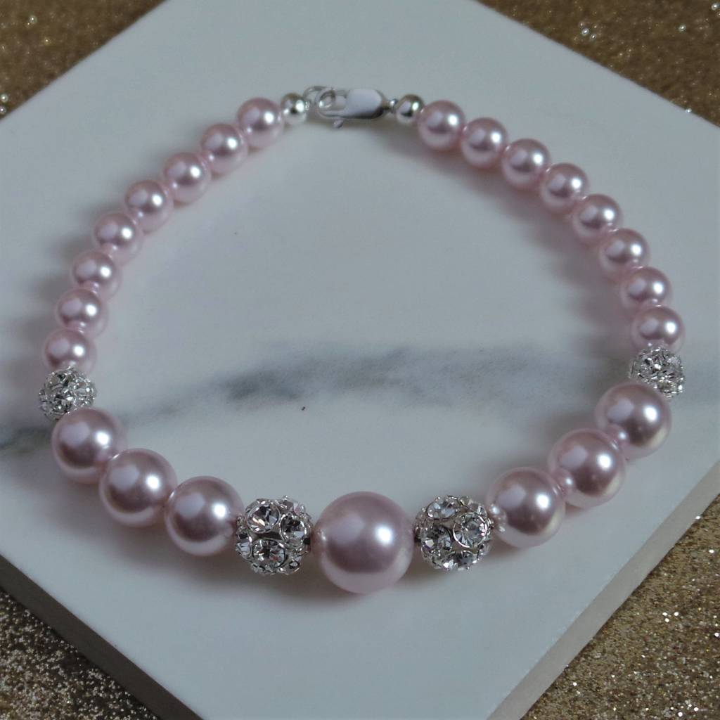 ella blush pink pearl bridal bracelet by jewellery made by me
