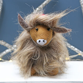 Highland Cow Coo Fluffy Christmas Tree Decoration, 3 of 5