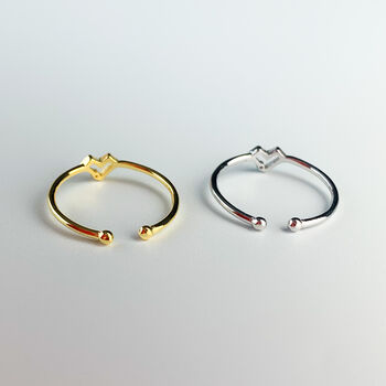 Sterling Silver Geometric Heart Adjustable Ring, 3 of 5