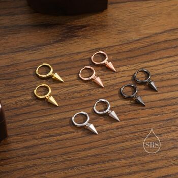 Dangling Spike Dagger Huggie Hoop Earrings, 4 of 12