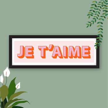 Framed Je T'aime Typography Print, 8 of 10