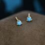 Genuine Turquoise Stone Stud Earrings Sterling Silver, thumbnail 5 of 12