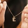 Hammered Initial Charm Necklace In Gold Plating, thumbnail 1 of 11